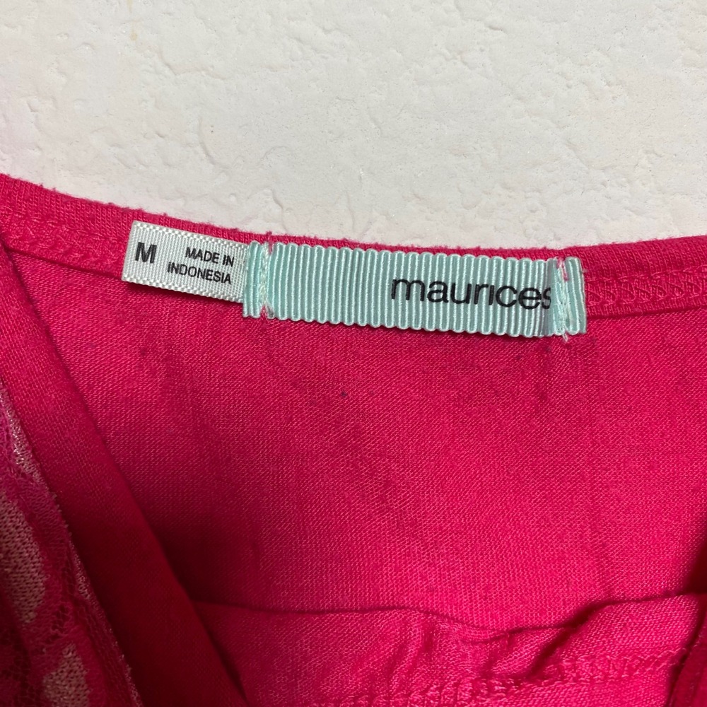 Maurices Pink Lace Trim Spaghetti Strap Cami Tank Top Womens Medium Y2K Fairy - Picture 4 of 8
